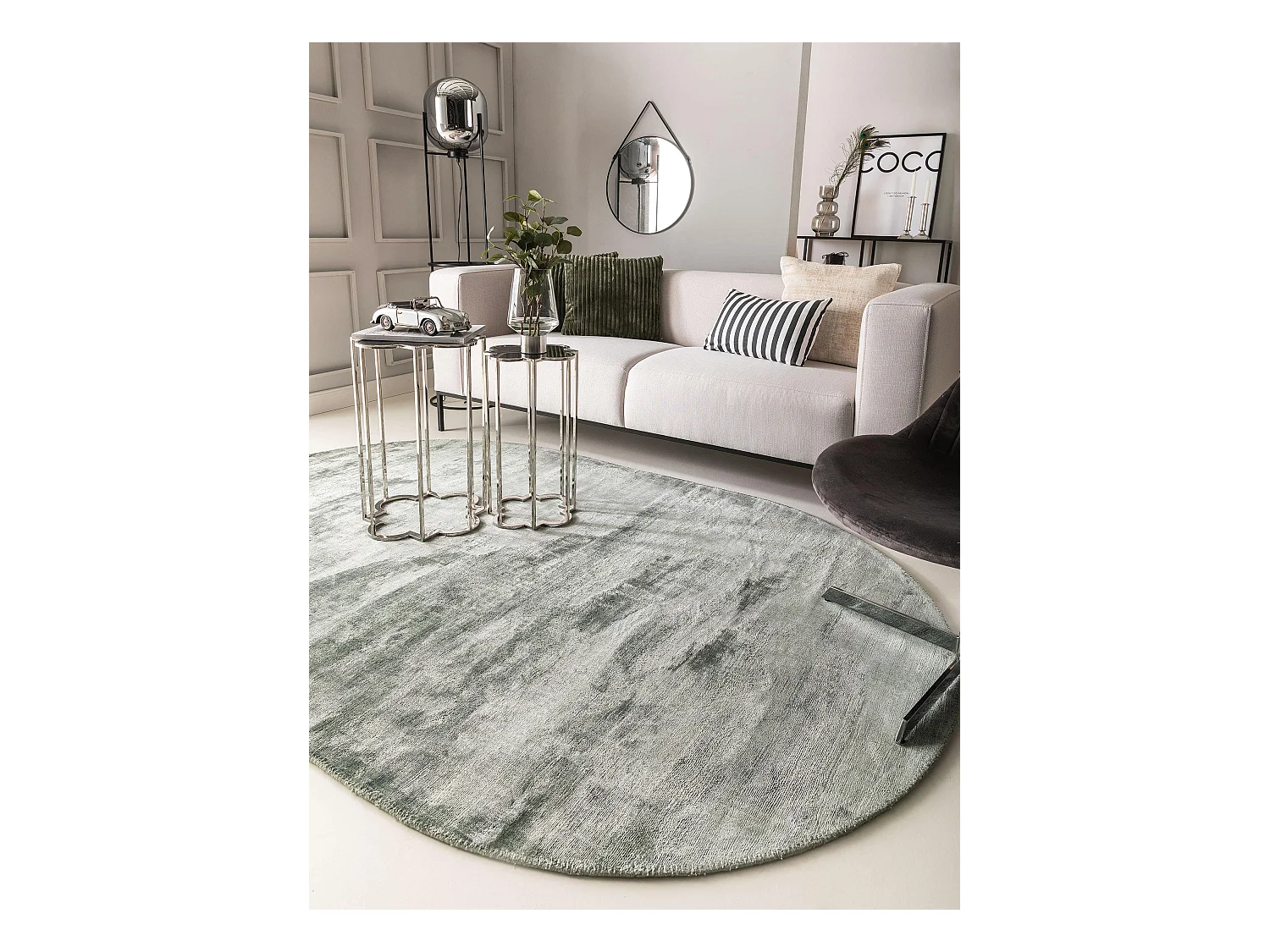 Tapis en viscose Ovale Nela Vert clair 150x230 cm