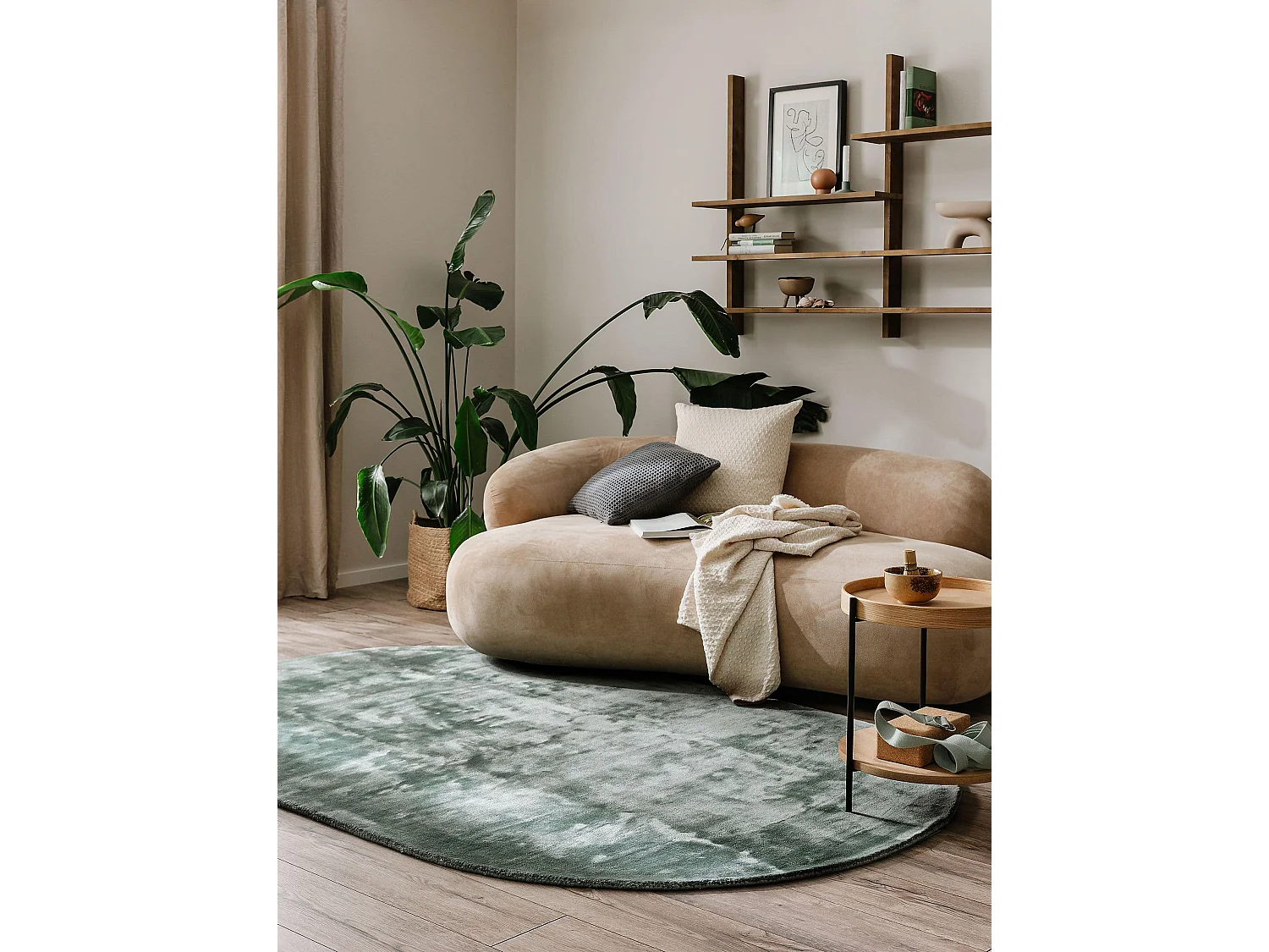 Tapis en viscose Ovale Nela Vert clair 150x230 cm