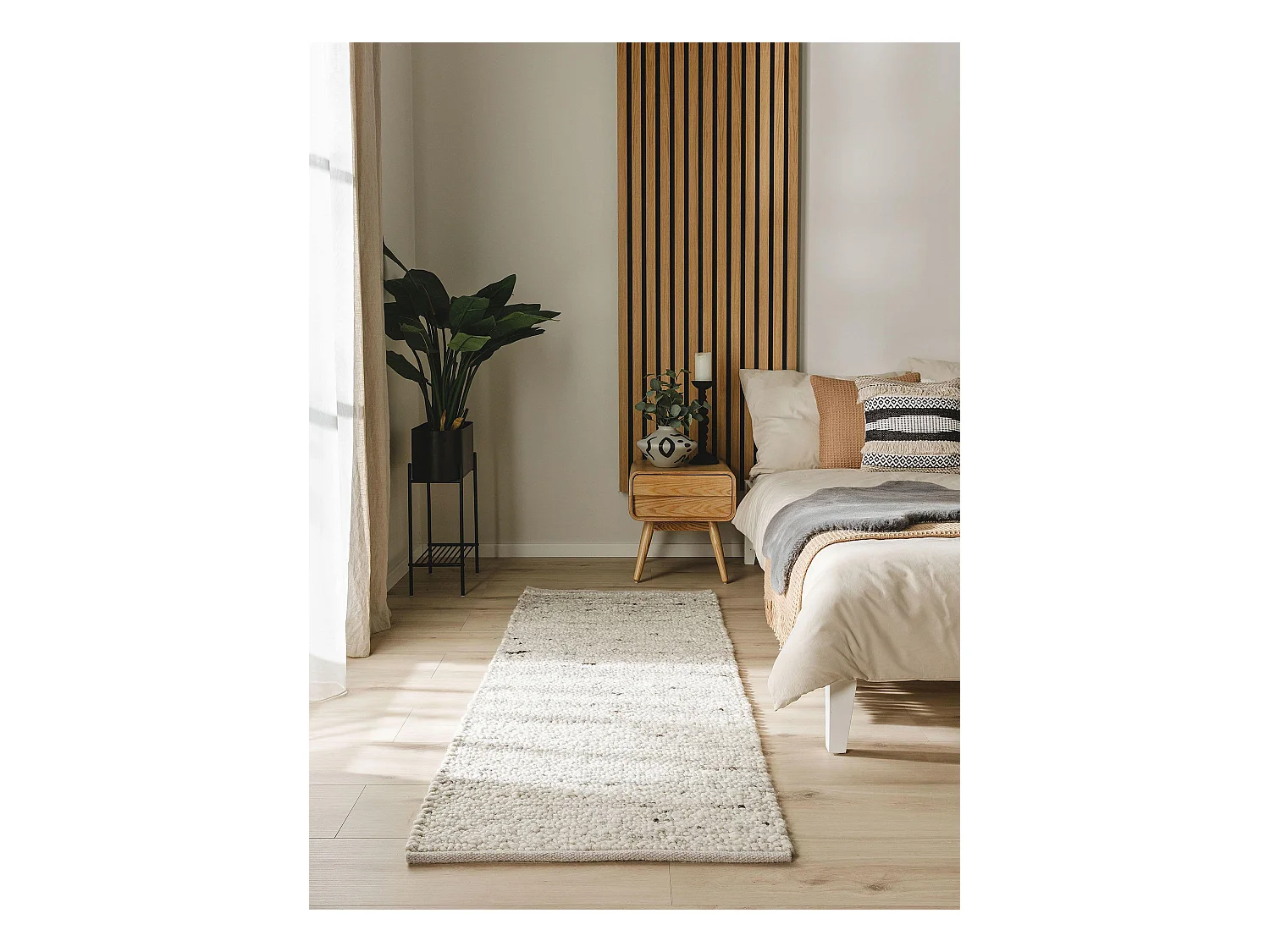 Tapis de laine Finn Ivory Grey 70x200 cm