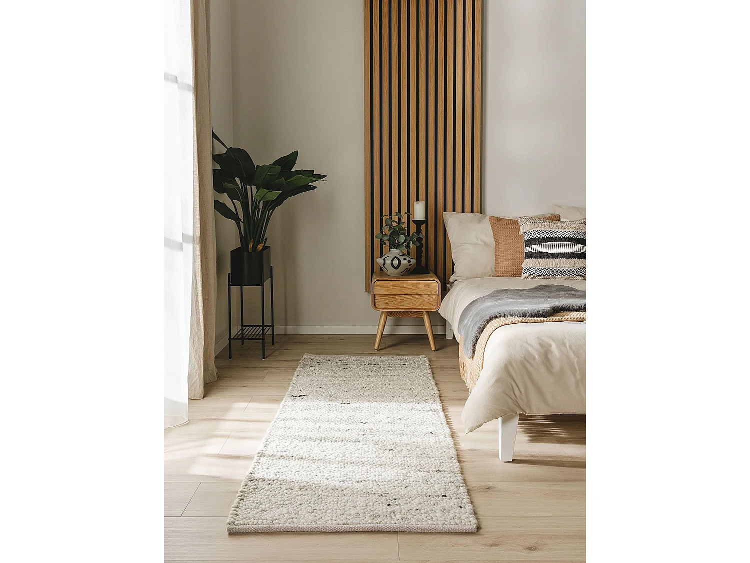 Tapis de laine Finn Ivory Grey 70x200 cm
