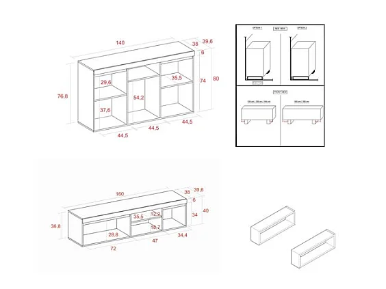 Set Naturale salle à manger, meuble auxiliaire, buffet-meuble TV 160cm chêne noir