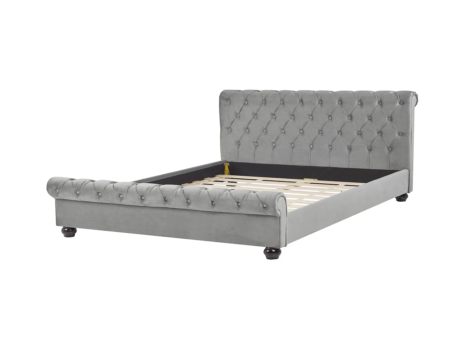 Bed Fluweel AVALLON 180 x 200 cm Grijs