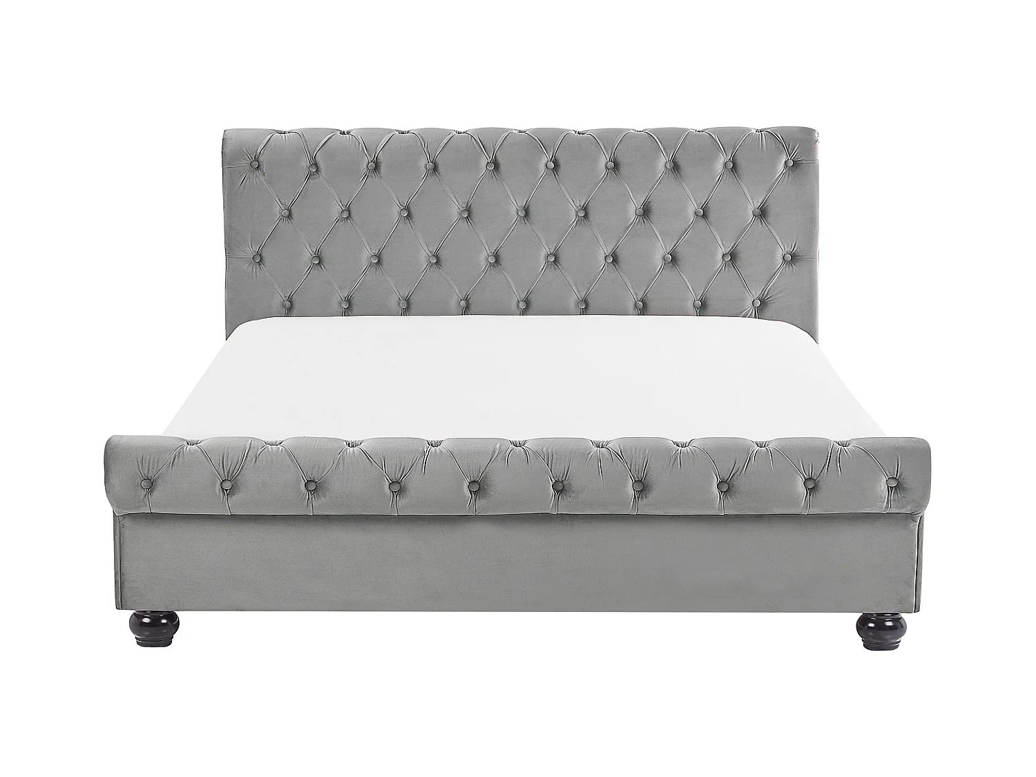 Bed Fluweel AVALLON 180 x 200 cm Grijs