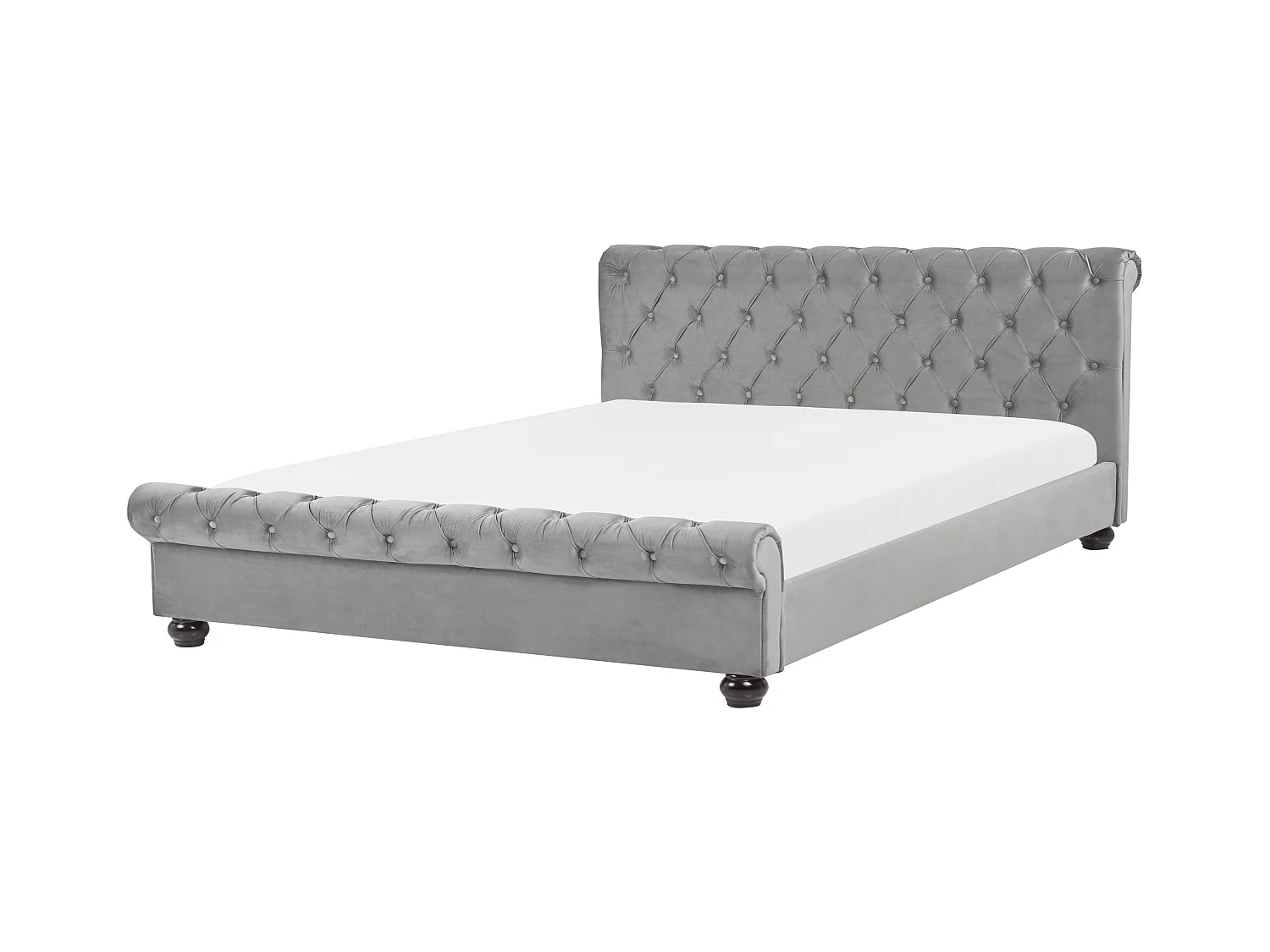 Lit avec sommier Velours AVALLON 180 x 200 cm Gris
