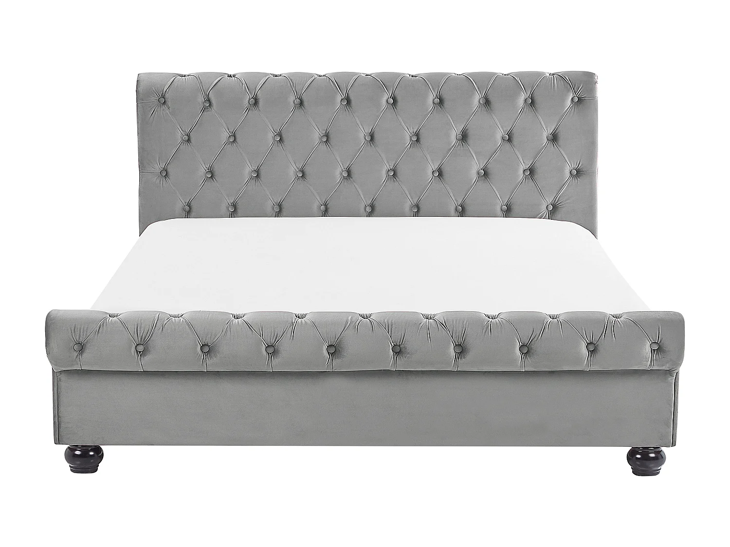 Polsterbett Doppelbett 180x200 Hellgrau Samtstoff Kopfteil Fußteil Lattenrost