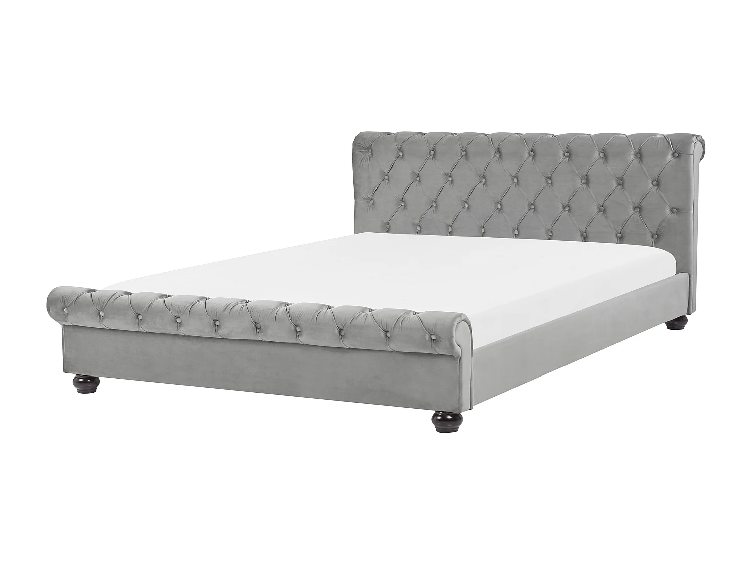 Lit avec sommier Velours AVALLON 180 x 200 cm Gris