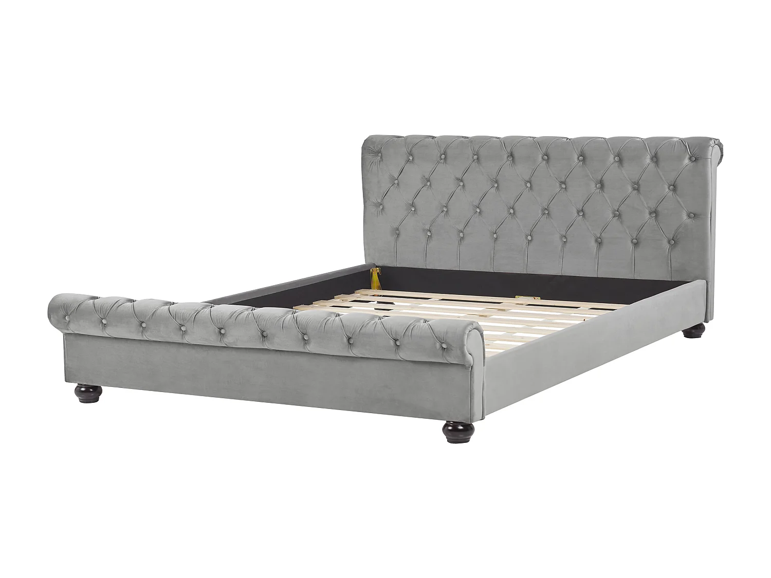 Lit avec sommier Velours AVALLON 180 x 200 cm Gris