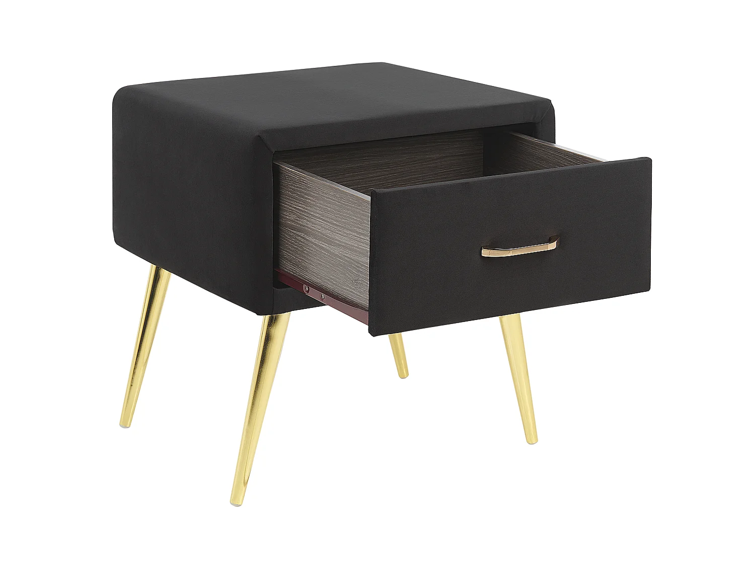 Table de nuit à 1 tiroir FLAYAT Velours Noir