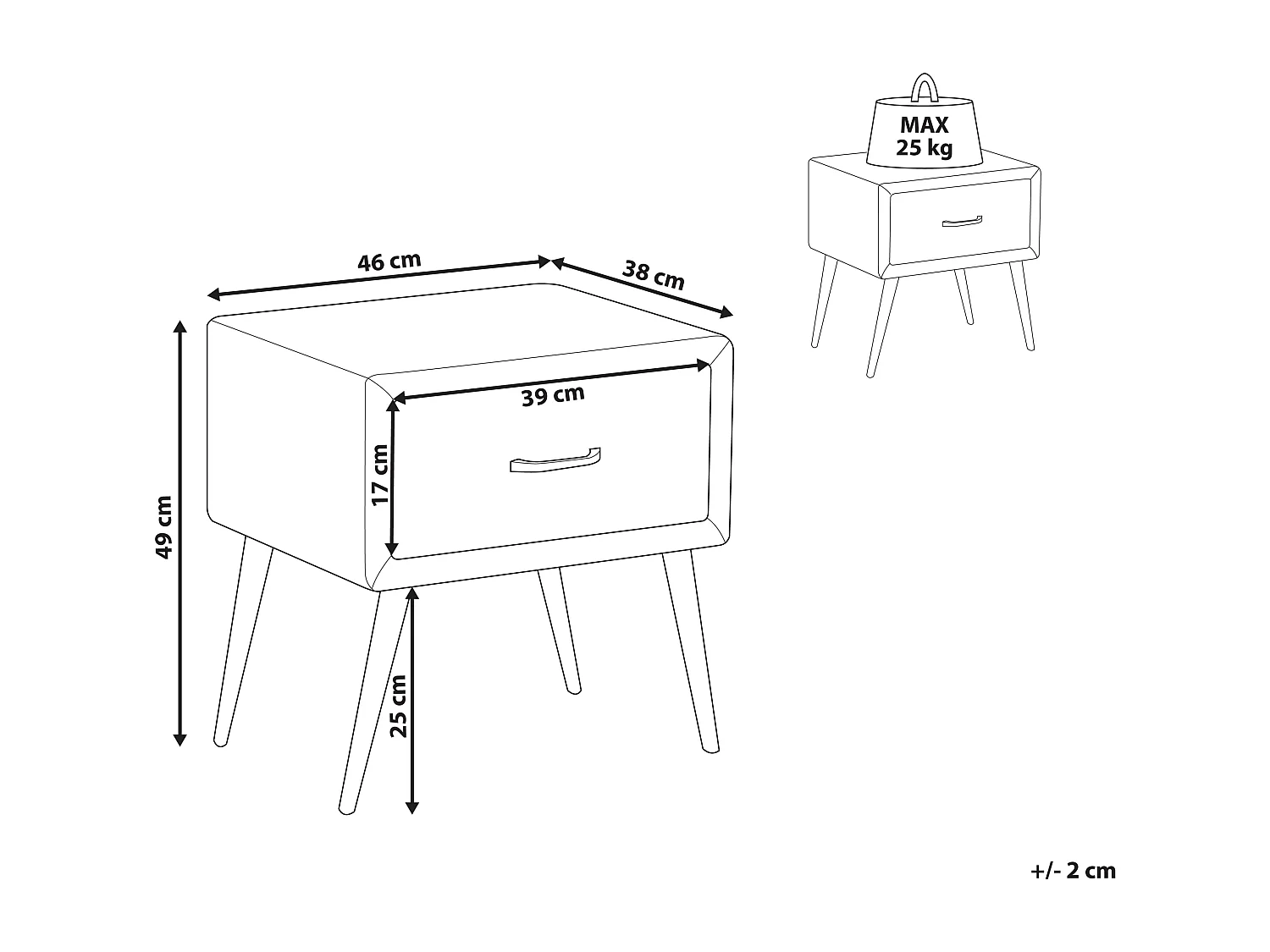 Comodino 1 cassetto FLAYAT Velluto Nero