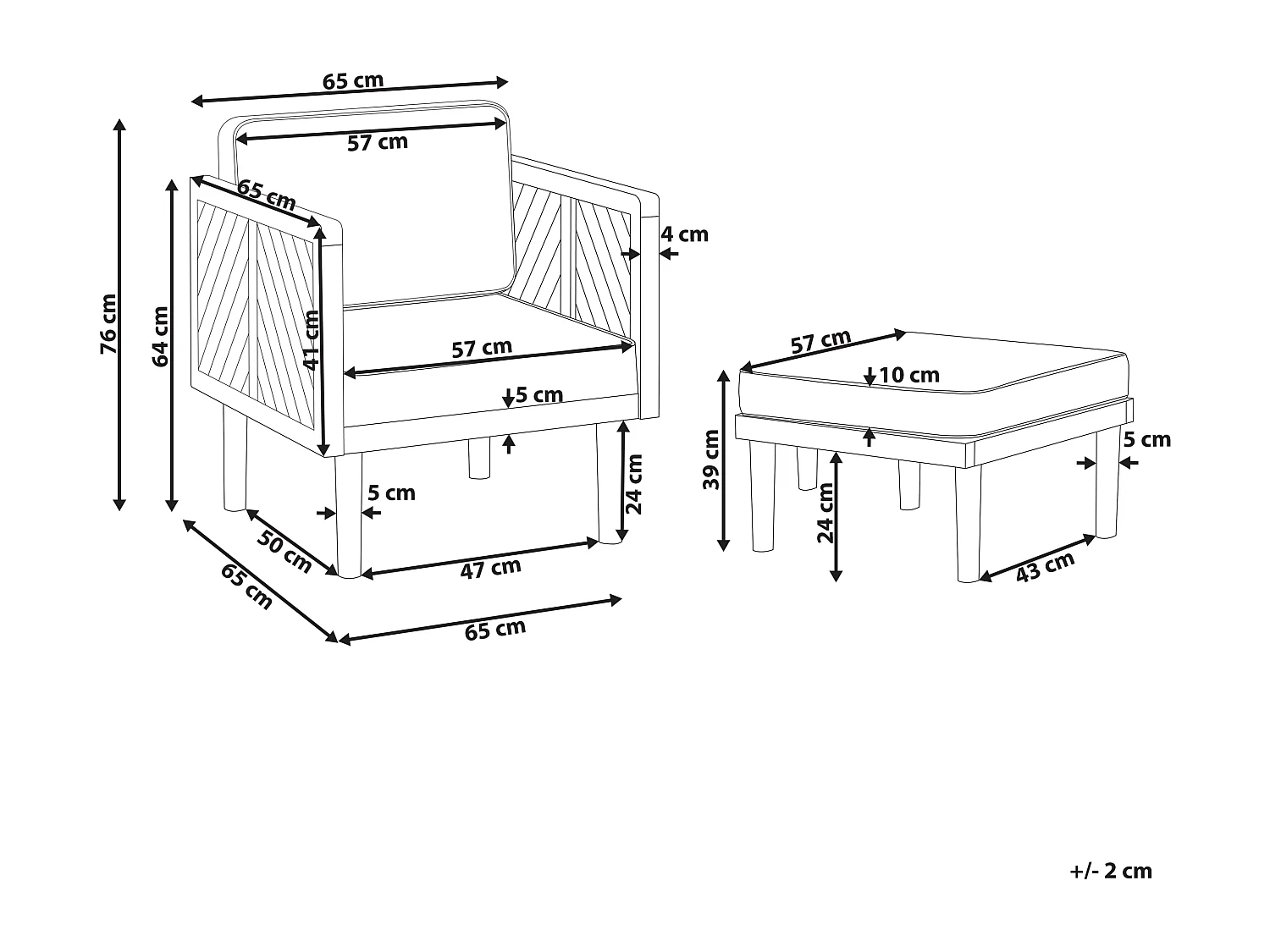 Tuinfauteuil met ottomaan BARATTI Acaciahout Bruin