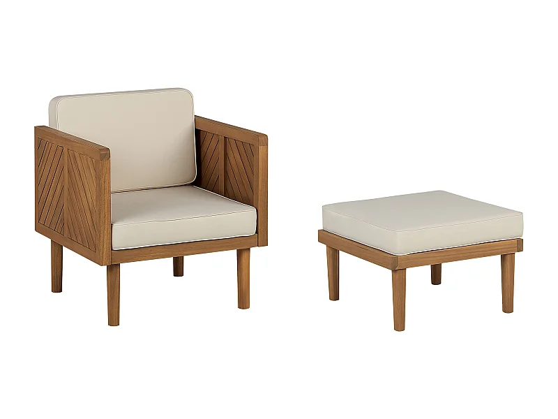 Sillón de jardín con otomana BARATTI Madera de acacia Marrón