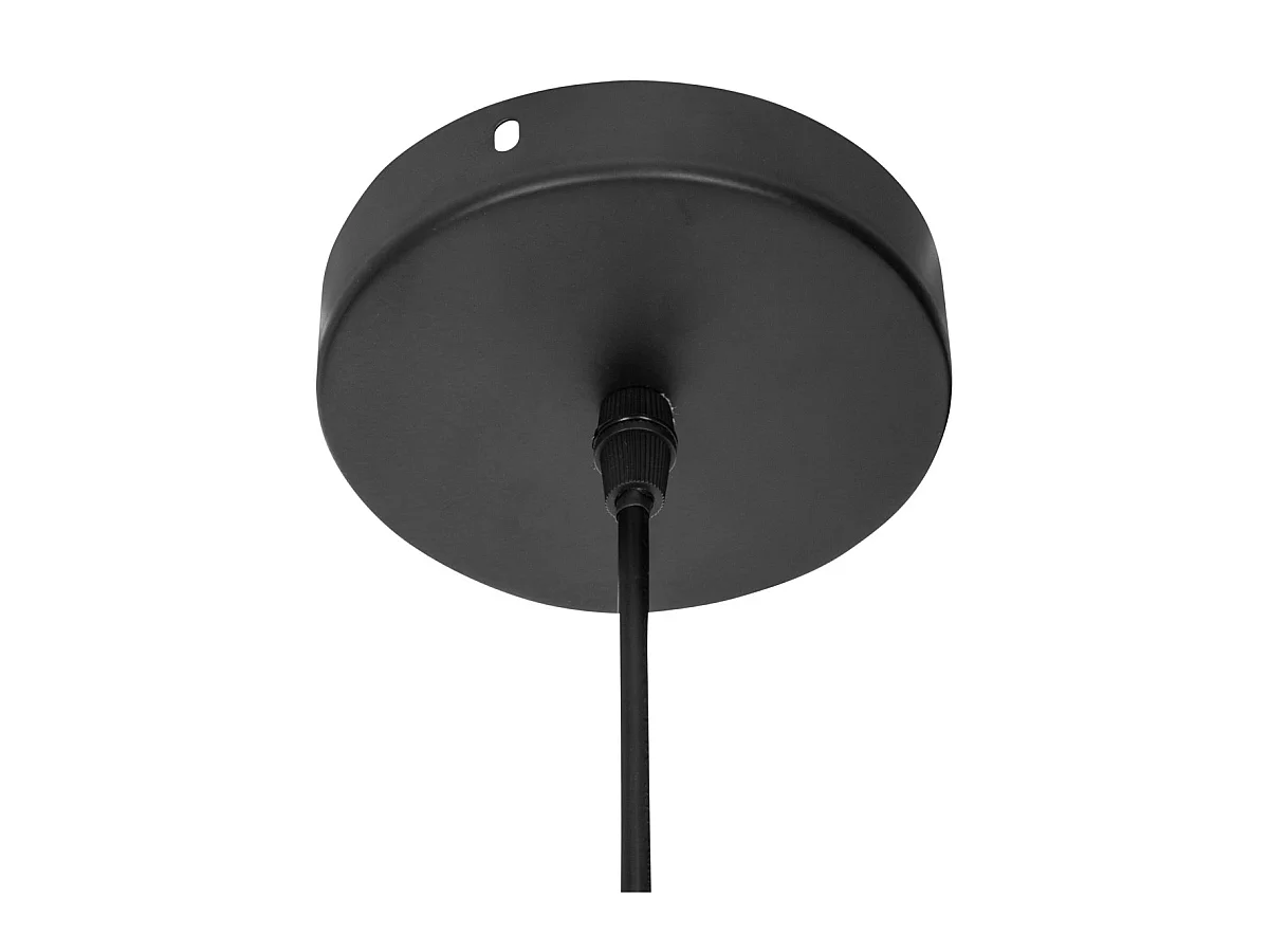 Luminaire Suspension en métal Noir et Rotin D 30.5 cm
