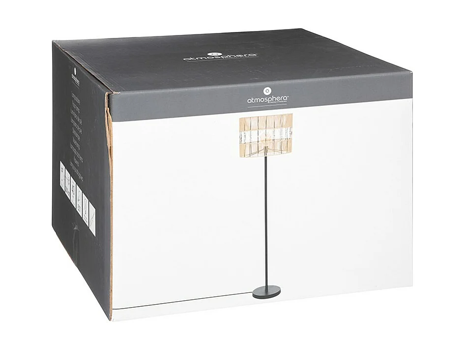 Lampadaire en métal Noir et corde Beige H 150 cm