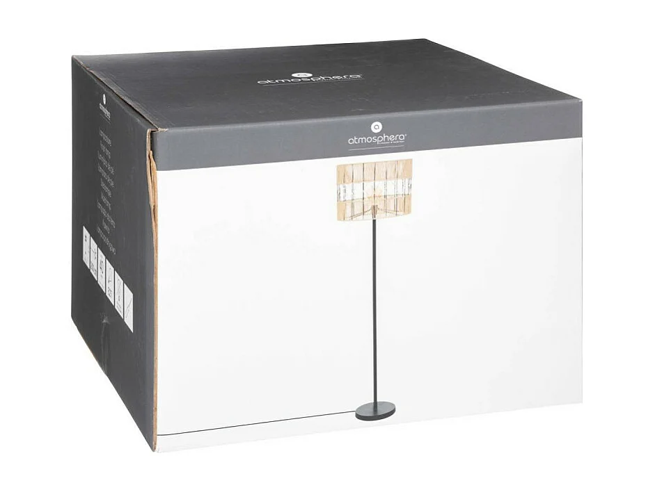 Lampadaire en métal Noir et corde Beige H 150 cm