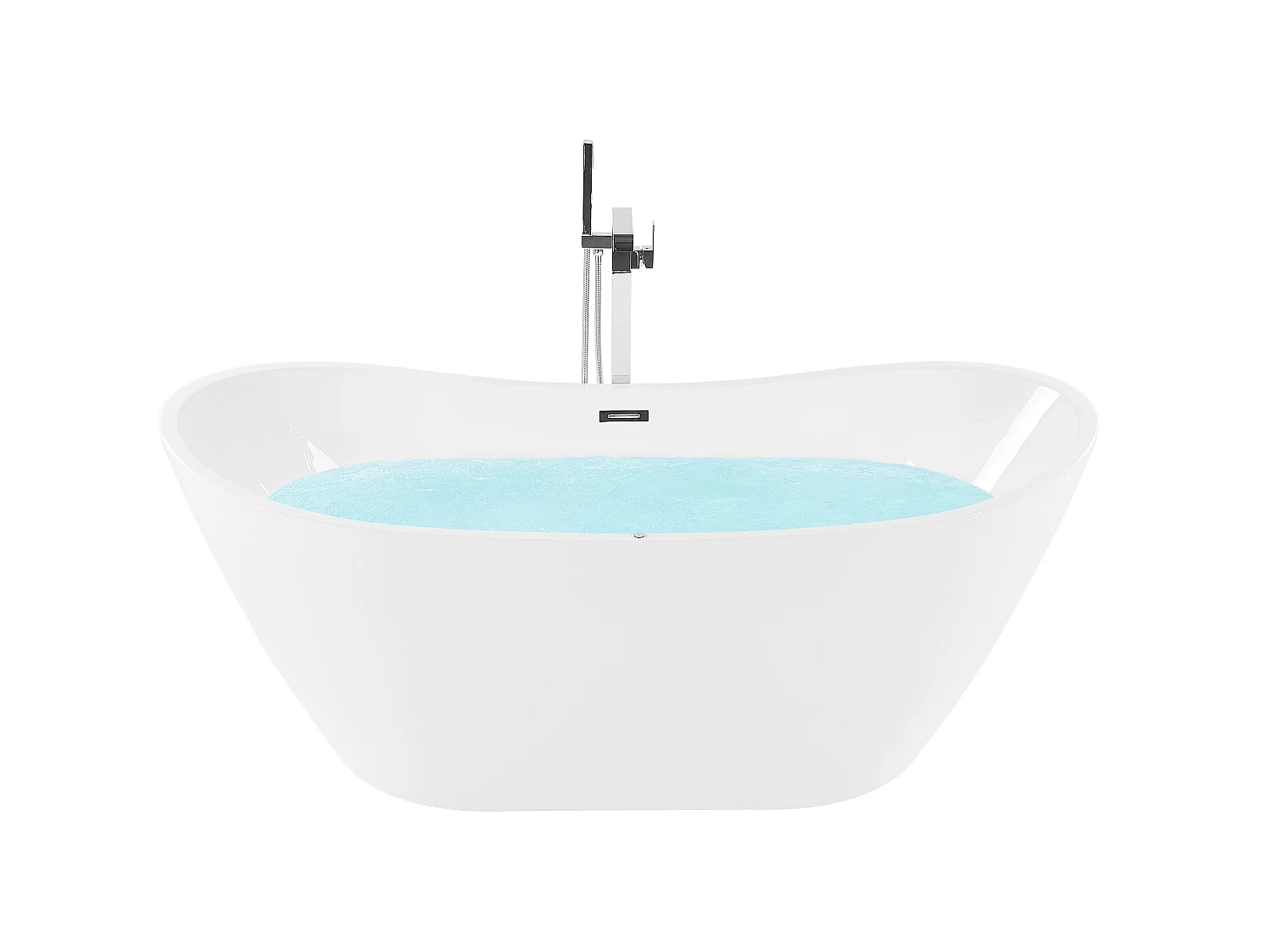Whirlpool Badewanne freistehend weiß oval mit LED 180 x 85 cm ANTIGUA