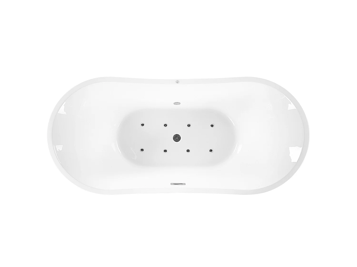 Whirlpool Badewanne freistehend weiß oval mit LED 180 x 85 cm ANTIGUA