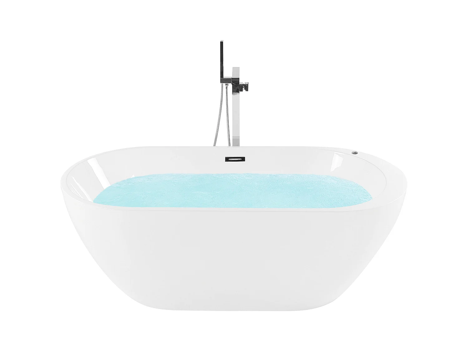 Baignoire balnéo îlot avec LED NEVIS 170 x 80 cm Blanc