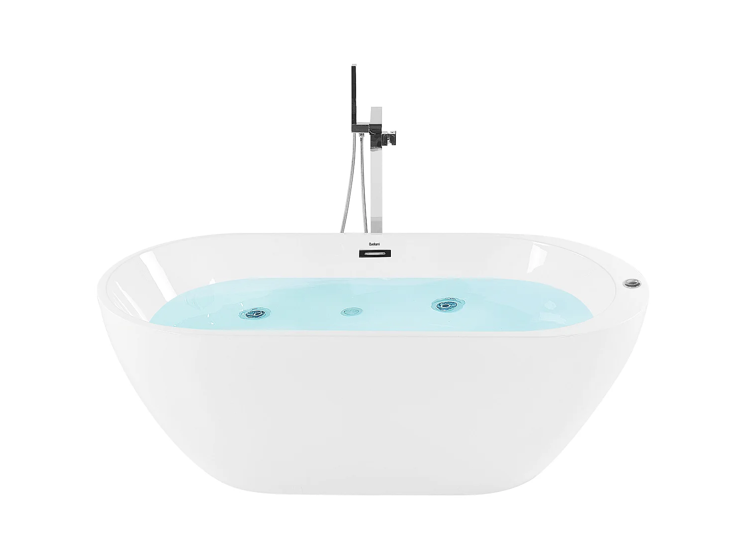 Baignoire balnéo îlot avec LED NEVIS 170 x 80 cm Blanc