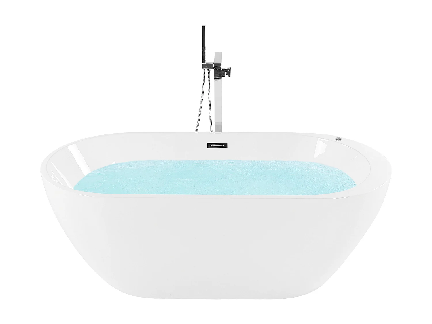 Baignoire balnéo îlot avec LED NEVIS 170 x 80 cm Blanc
