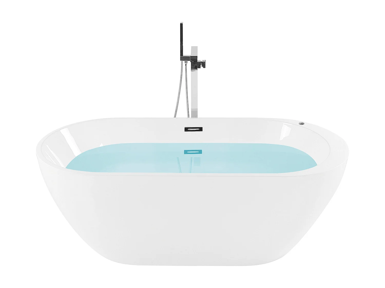 Baignoire balnéo îlot avec LED NEVIS 170 x 80 cm Blanc