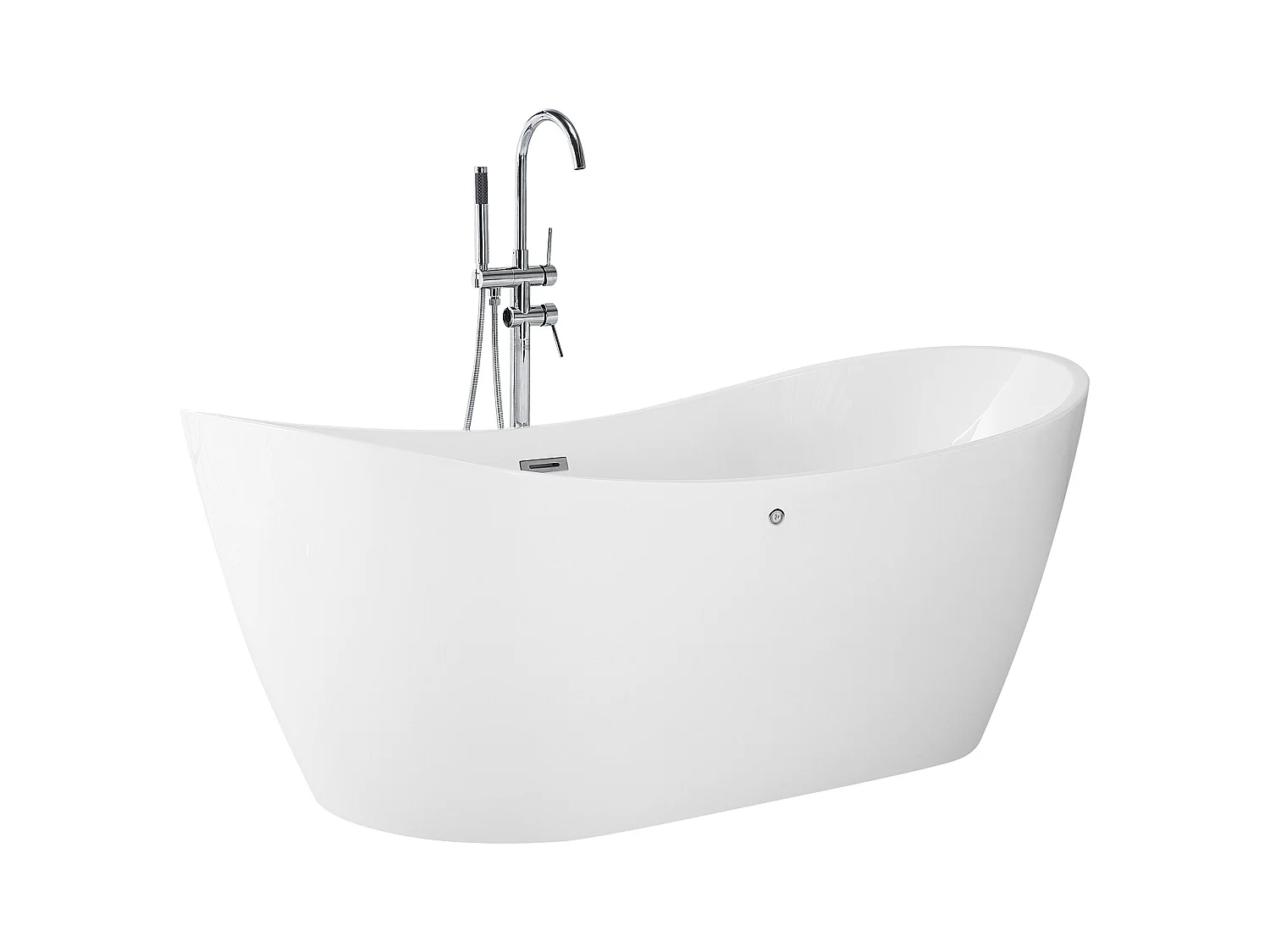 Vrijstaand bubbelbad met LED ANTIGUA 168 x 80 cm Wit