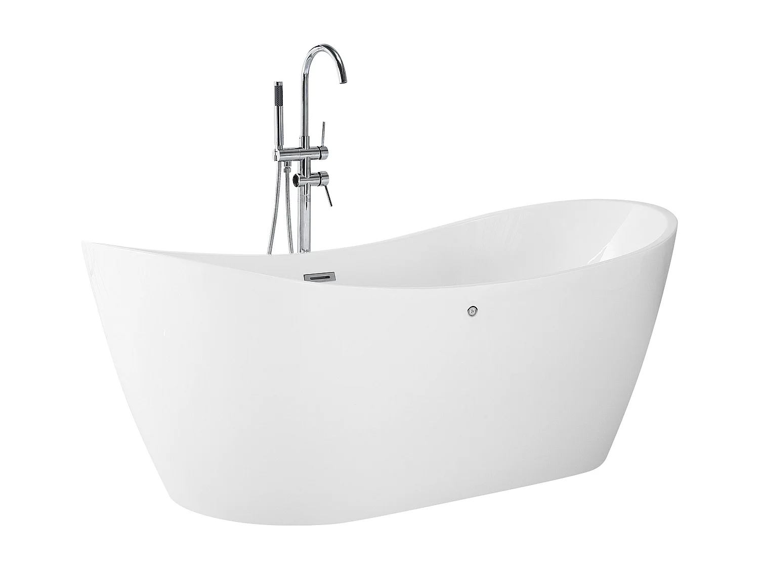 Vrijstaand bubbelbad met LED ANTIGUA 168 x 80 cm Wit