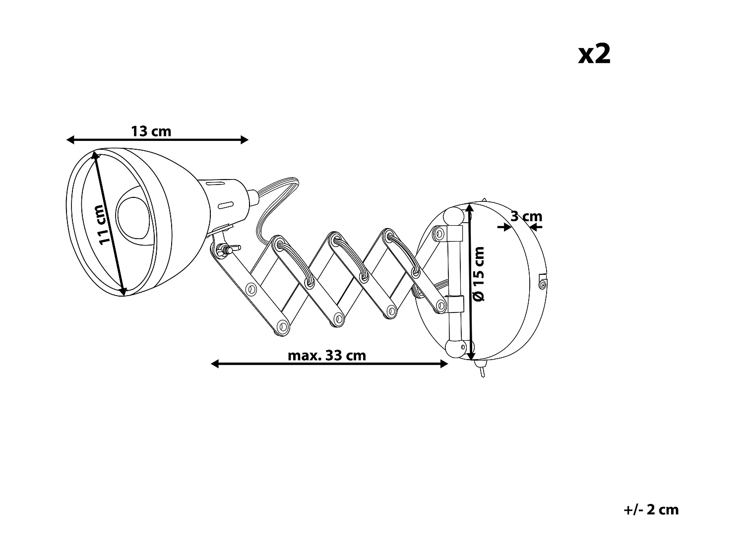 Set van 2 wandlampen HARRINGTON Verstelbaar Metaal Zilver