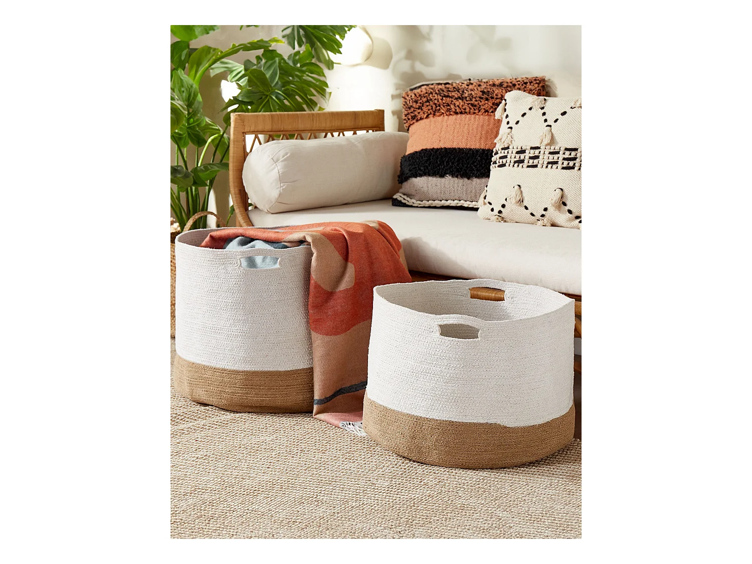 Conjunto de 2 cestos KAHAN Algodão Branco