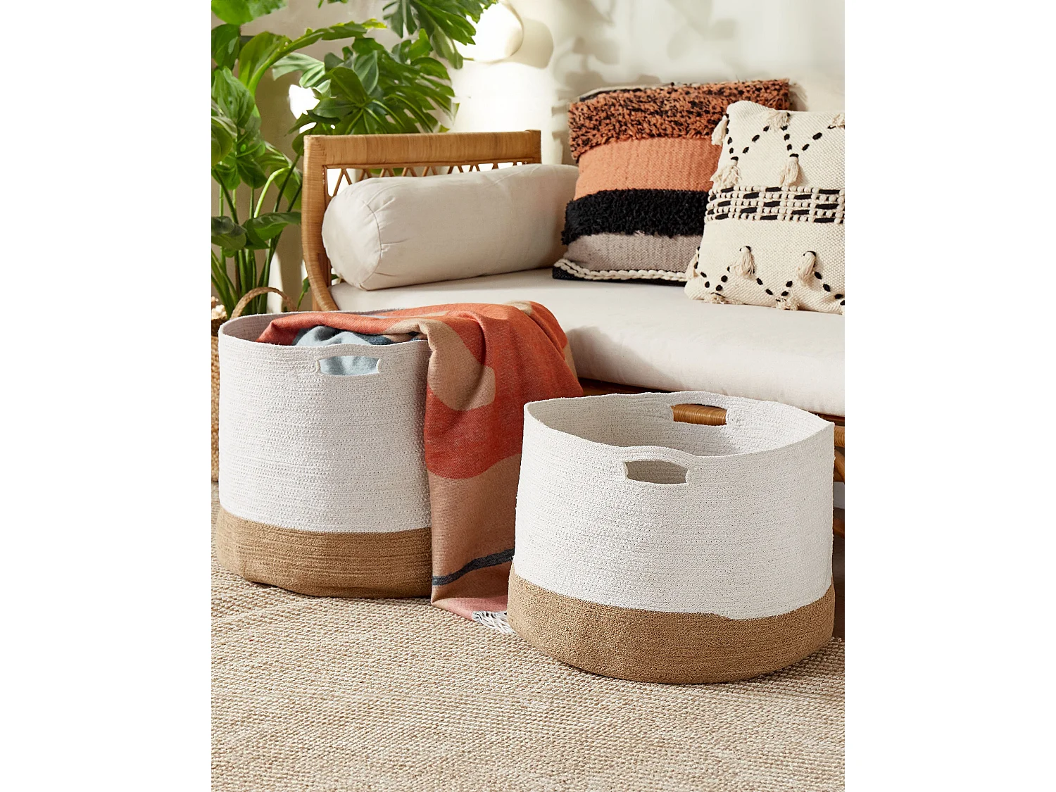 Lot de 2 paniers KAHAN Coton Blanc