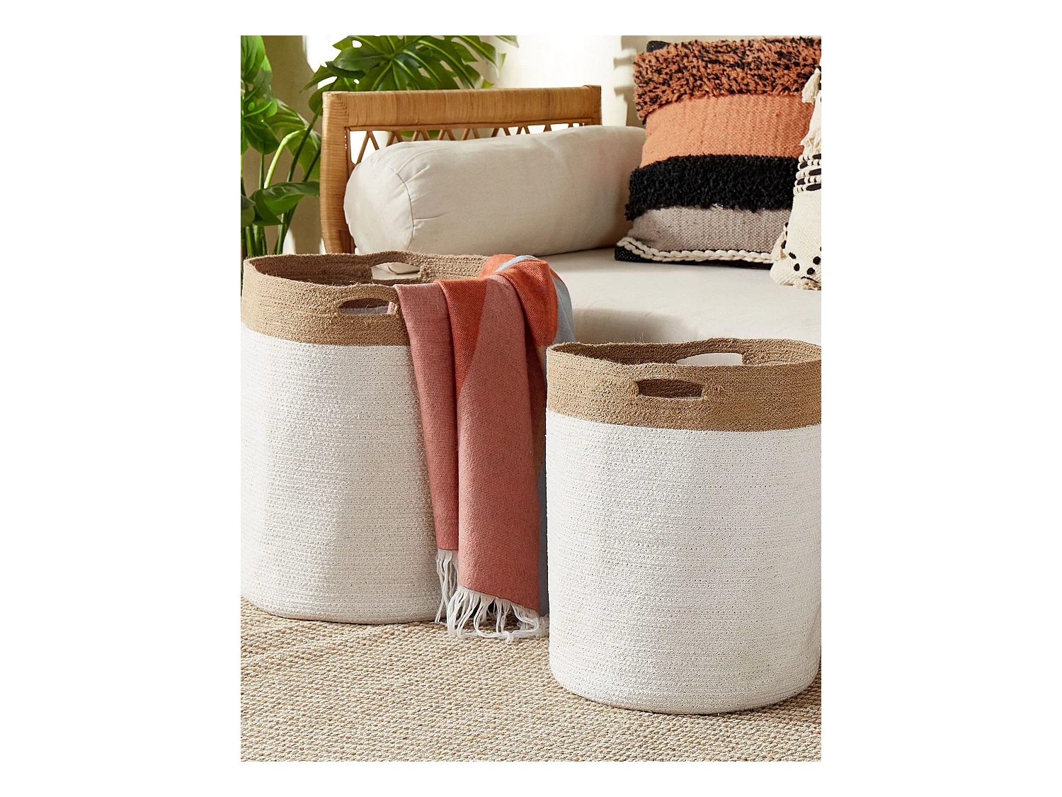 Lot de 2 paniers KARDH Coton Blanc