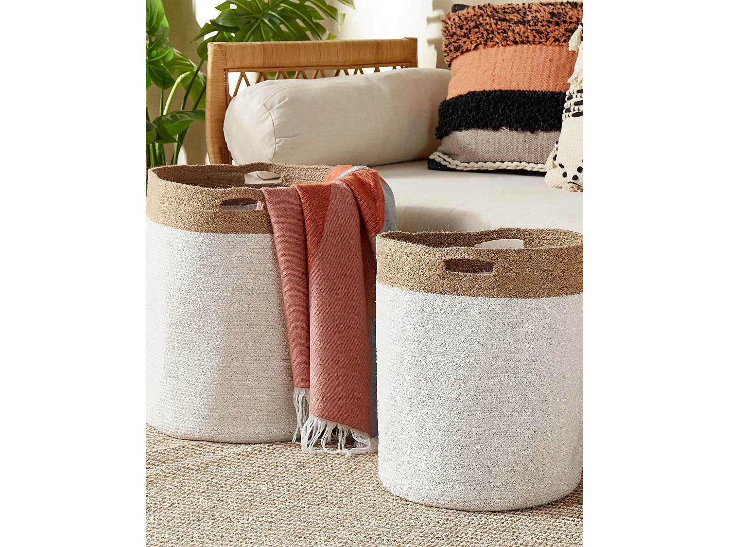 Lot de 2 paniers KARDH Coton Blanc