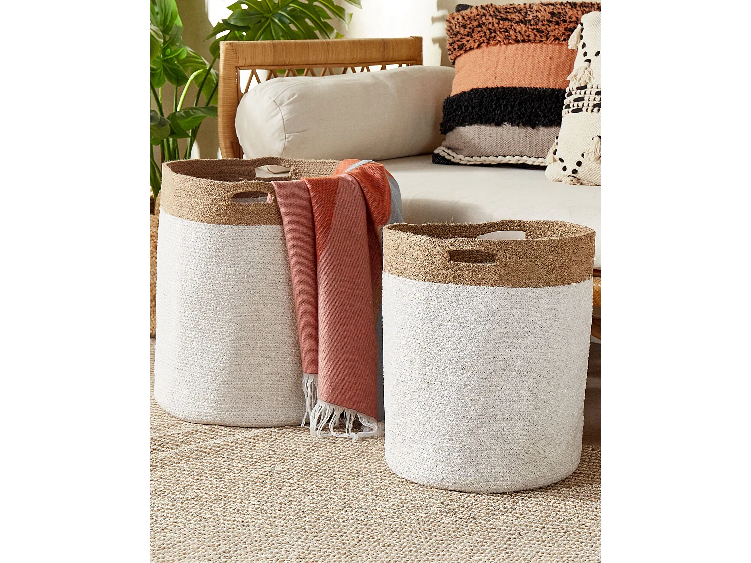 Lot de 2 paniers KARDH Coton Blanc