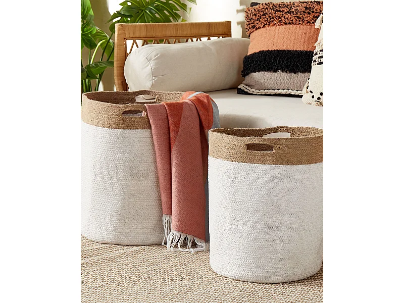 Lot de 2 paniers KARDH Coton Blanc