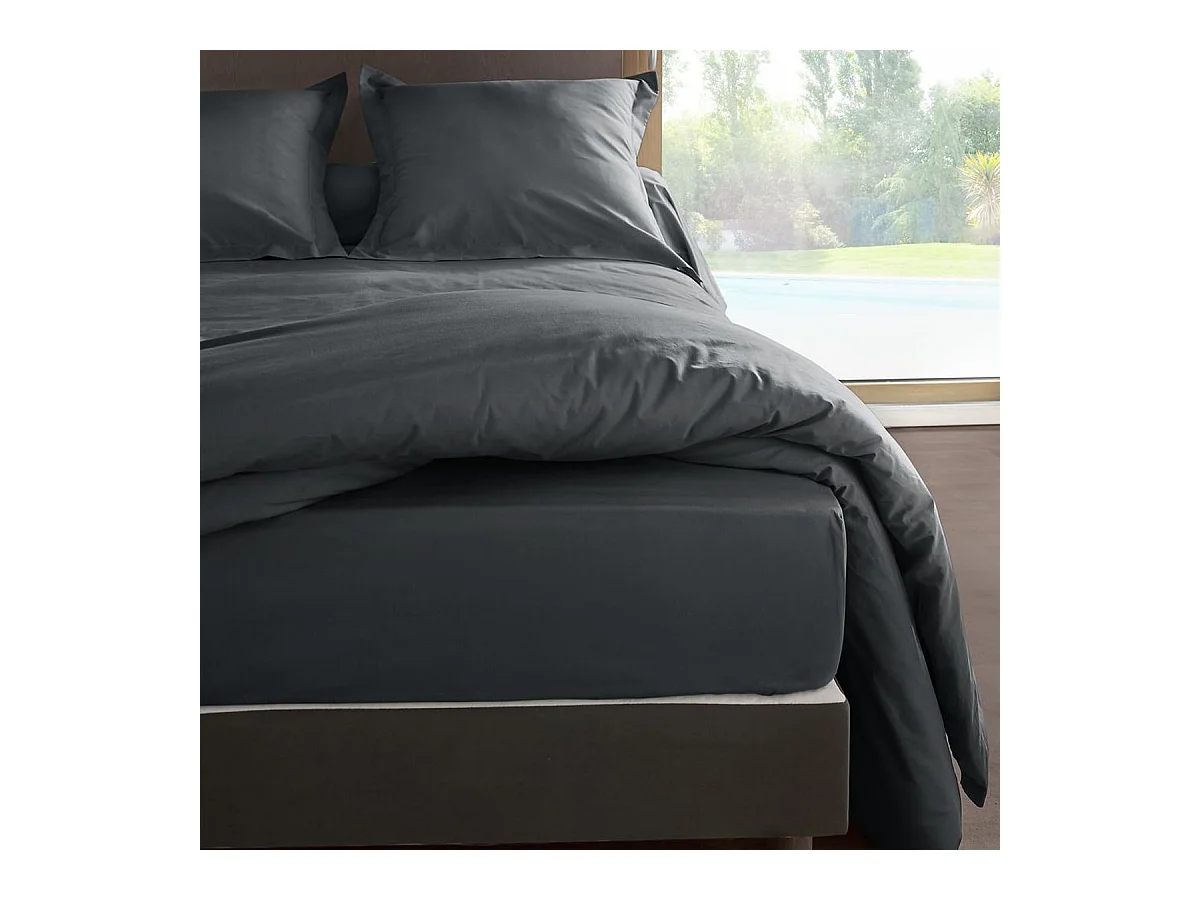 Housse de couette Ardoise en percale de coton 80 fils 140x200 cm