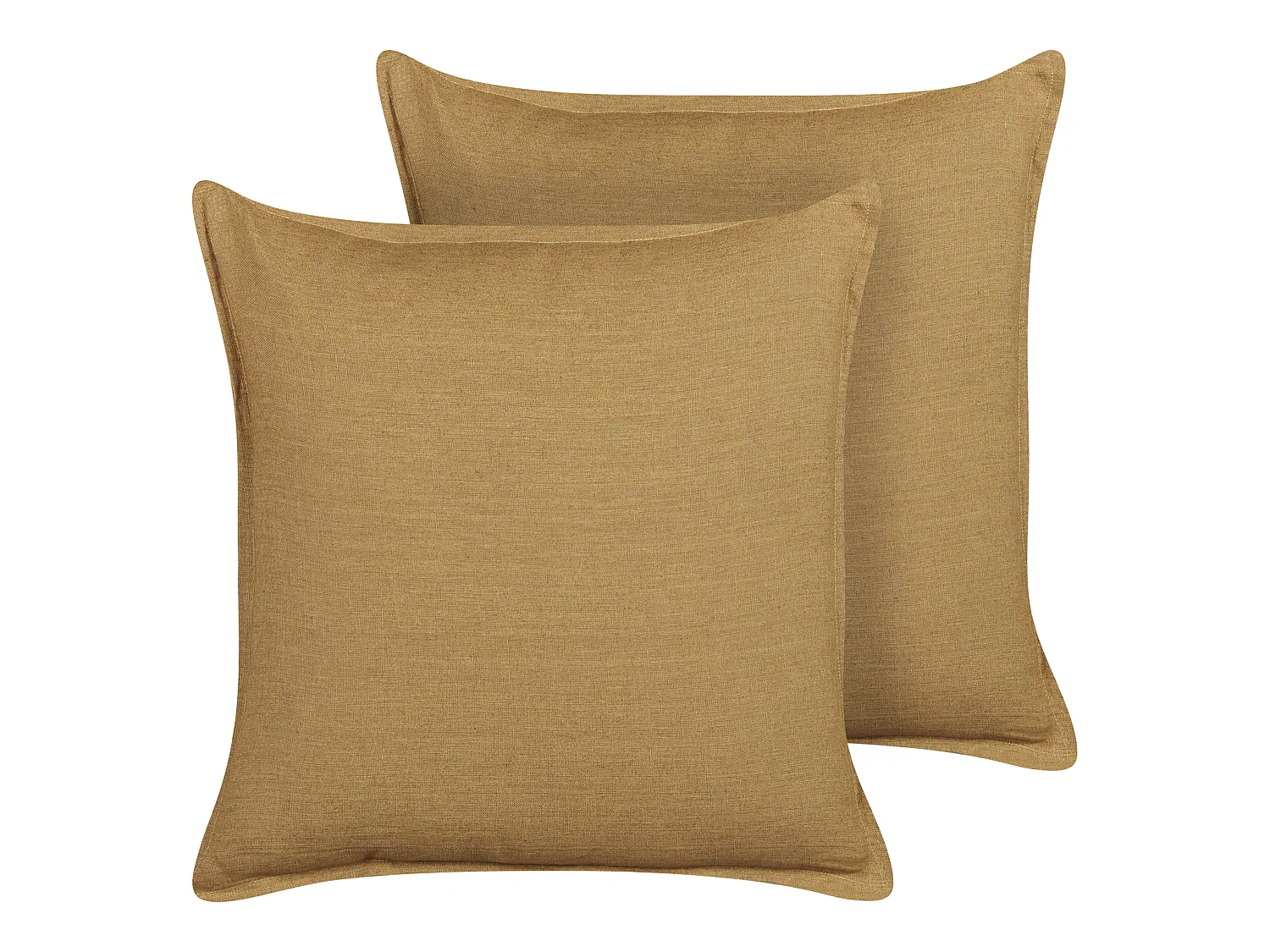 Dekokissen 2er Set SUBULATA Leinen 45 x 45 cm Senfgelb Ohne Muster