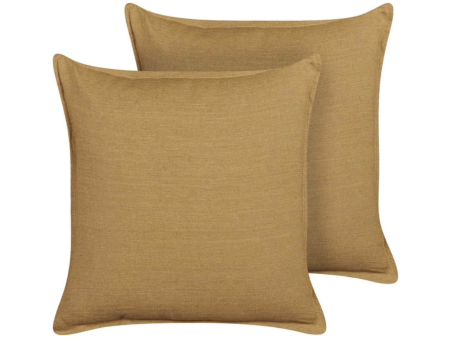 Set van 2 decoratieve kussens SUBULATA Linnen 45 x 45 cm Mosterdgeel Effen