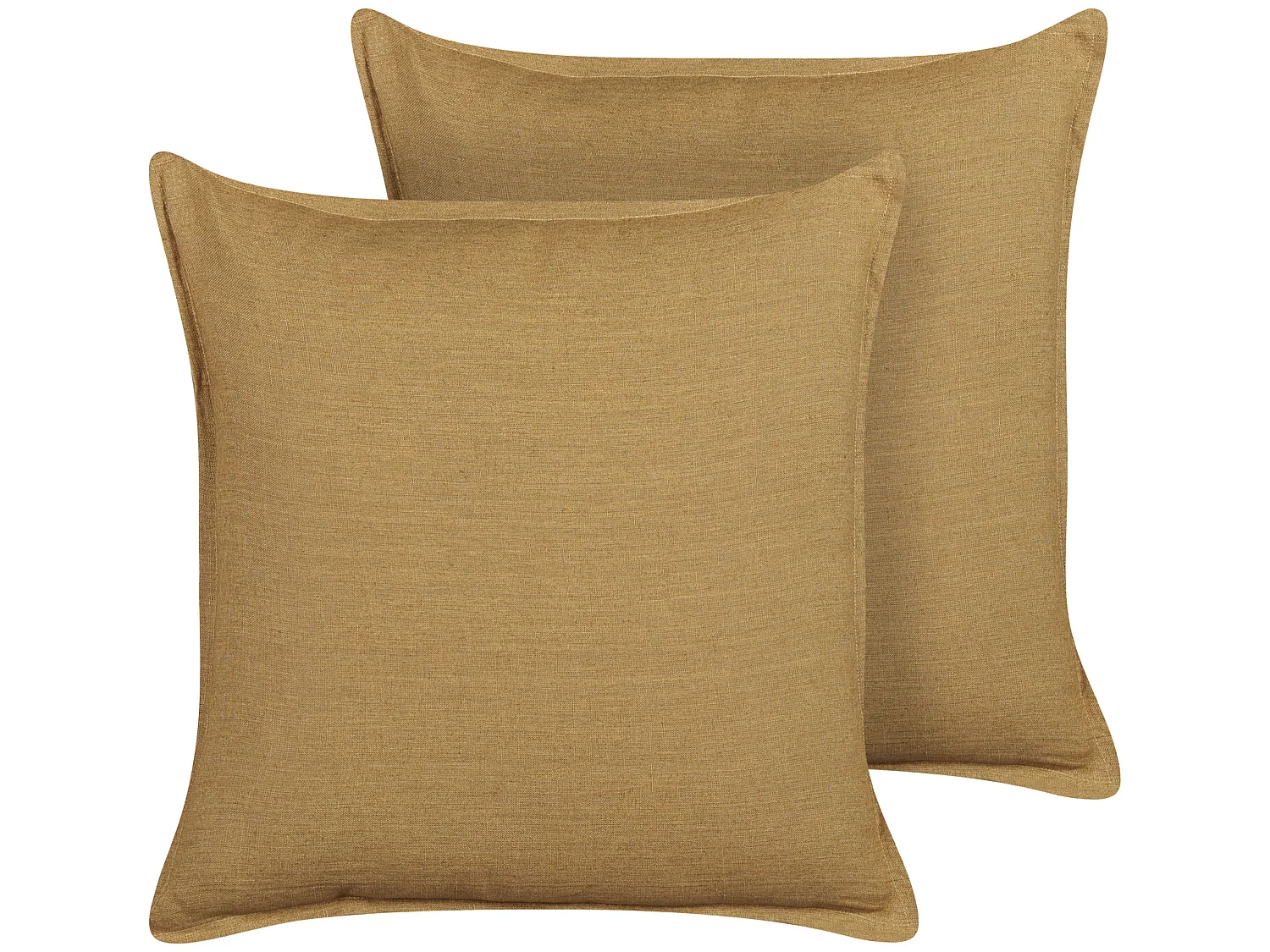 Set van 2 decoratieve kussens SUBULATA Linnen 45 x 45 cm Mosterdgeel Effen
