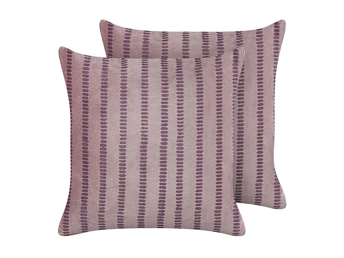 Zestaw 2 poduszek dekoracyjnych AGAPANTHUS Welur 45 x 45 cm Różowy W paski