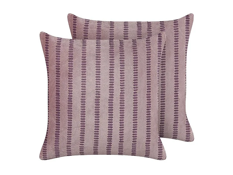 Dekokissen 2er Set AGAPANTHUS Samtstoff 45 x 45 cm Rosa Streifenmuster