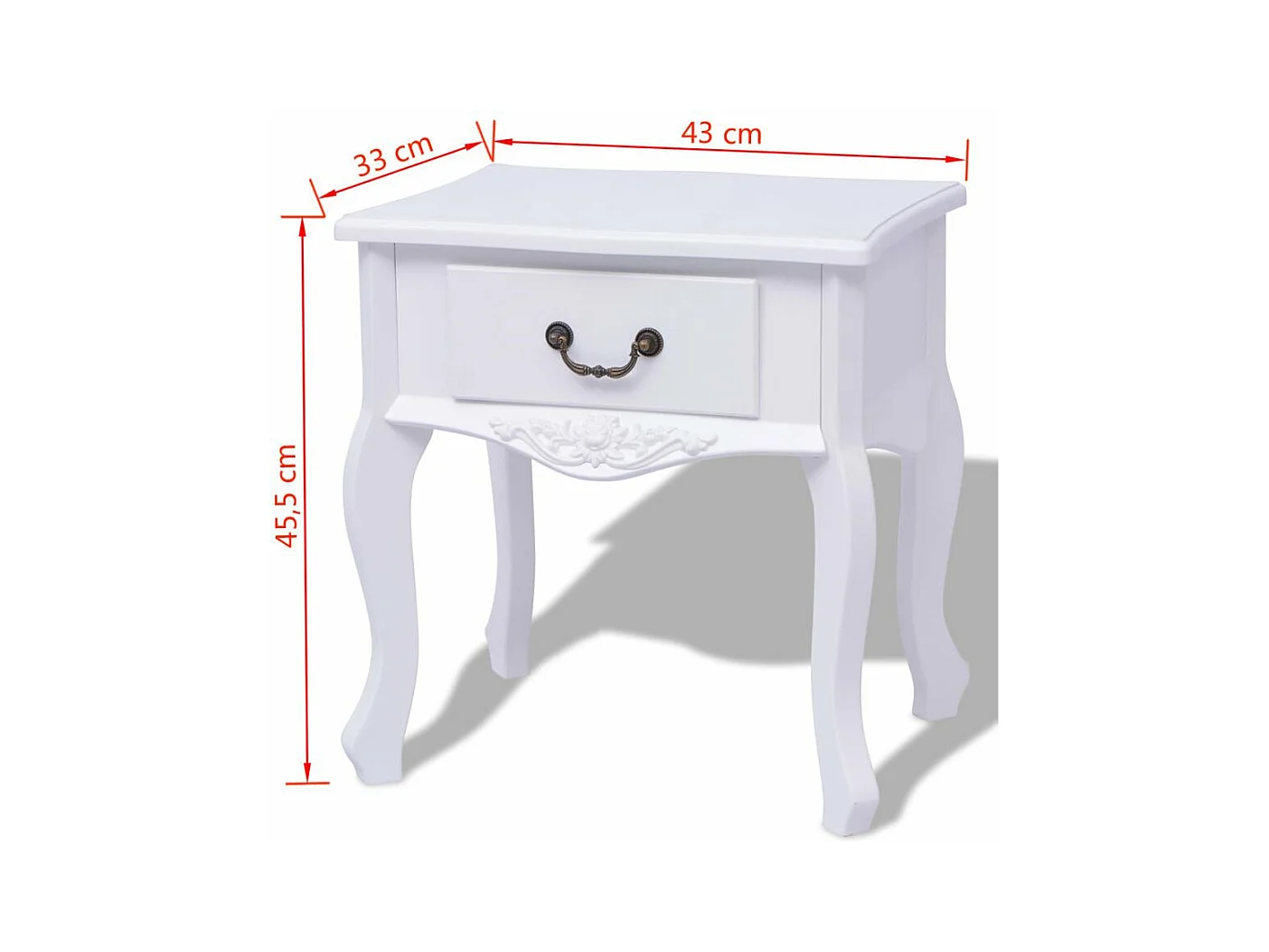 Table de nuit chevet effet bois blanche 43 x 33 x 45.5 cm 1402180