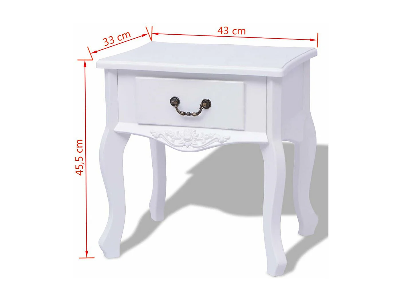 Table de nuit chevet effet bois blanche 43 x 33 x 45.5 cm 1402180