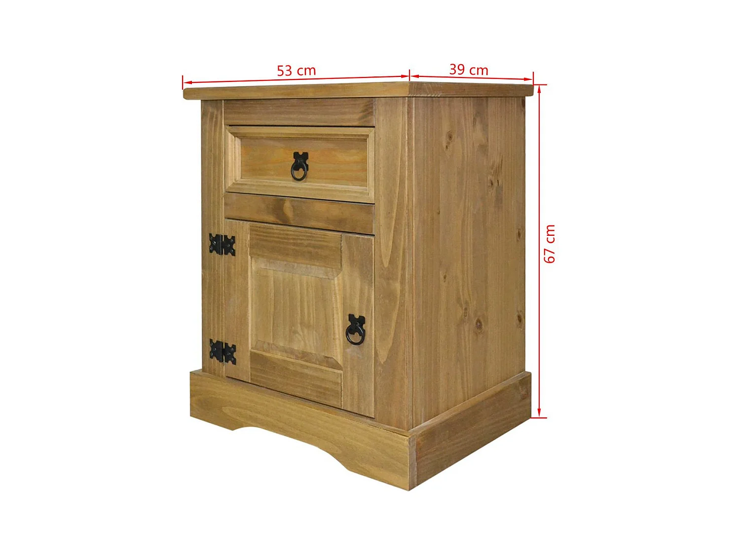 Mesita de noche, cómoda, armario, muebles de dormitorio, mesita de noche de pino mexicano, gama corona, 53 x 39 x 67 cm 1402113