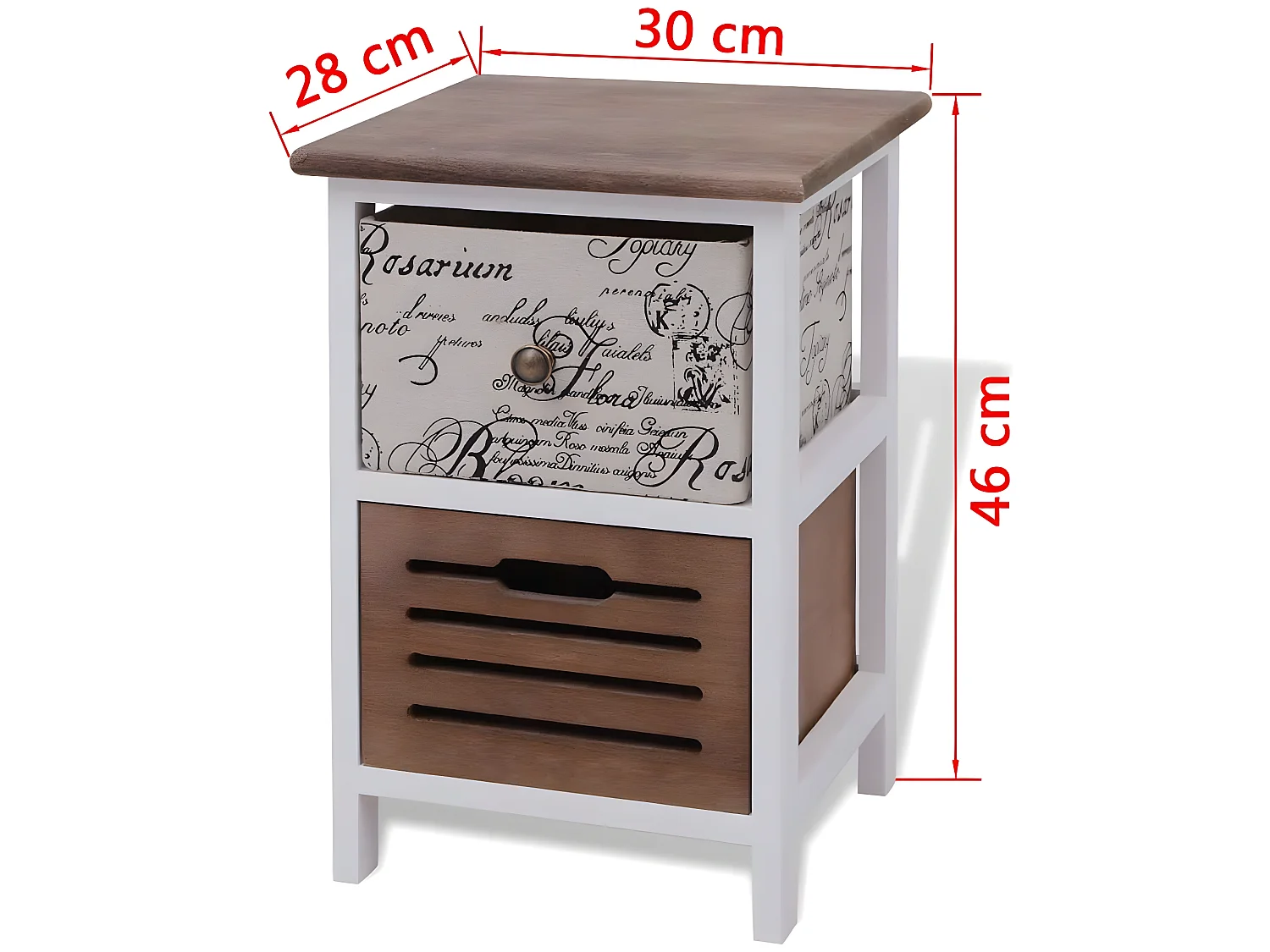 Mesita de noche de madera con dos cajones 30x28x46 cm 1402009