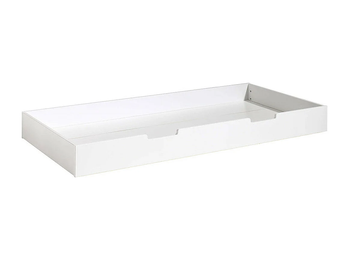 LAKA - Lit Maison 90x200cm Blanc avec Fenêtre + Tiroir et Rideaux