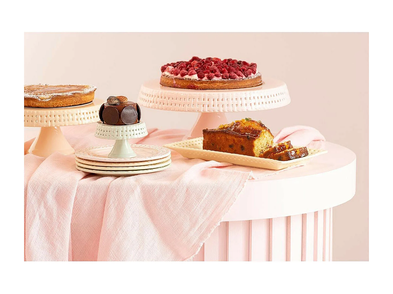 Plat à Tarte en Céramique "Vercer" 25cm Rose