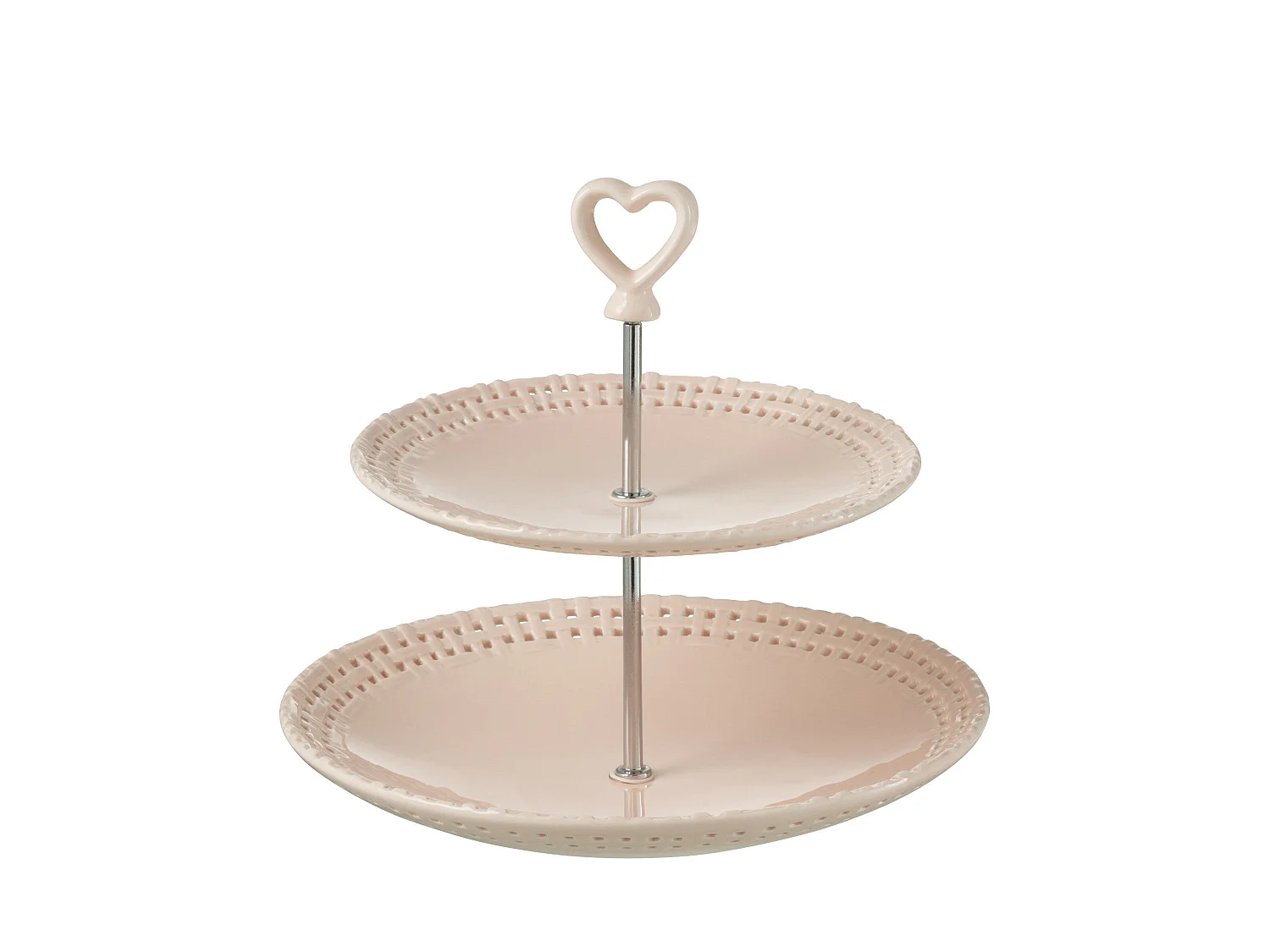 Serviteur 2 Étages en Céramique "Vercer" 25cm Rose