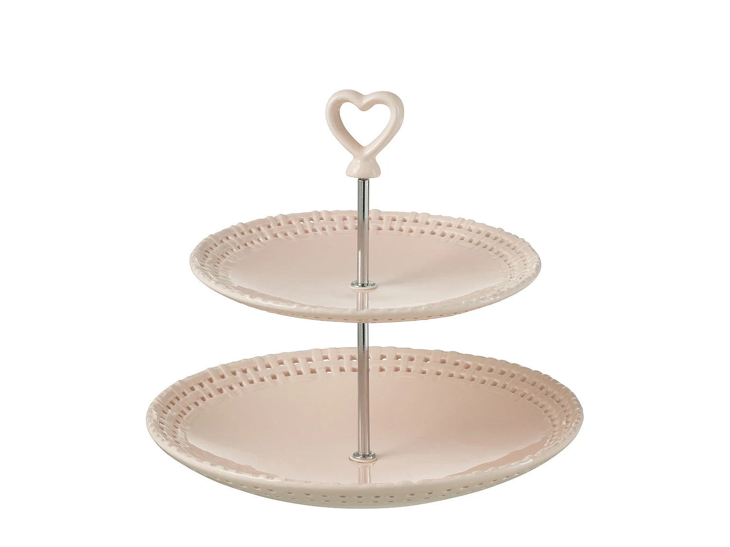 Serviteur 2 Étages en Céramique "Vercer" 25cm Rose