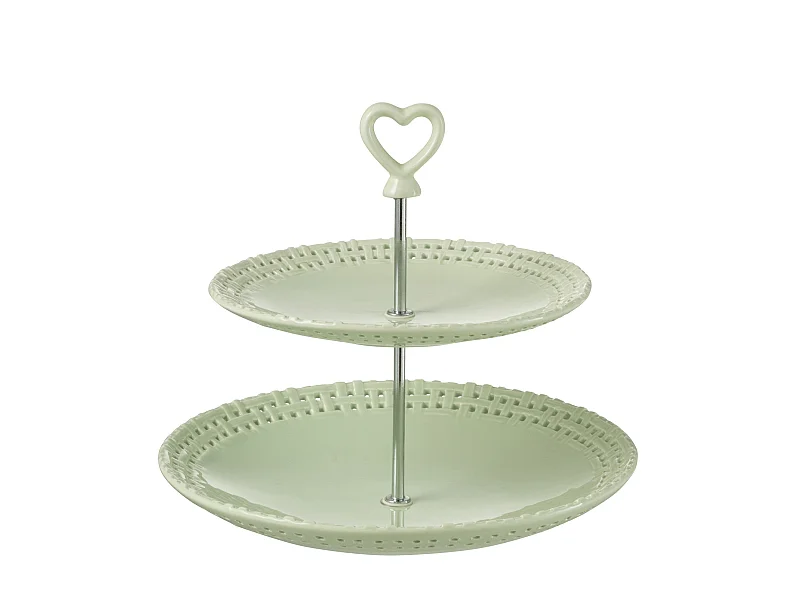 Serviteur 2 Étages en Céramique "Vercer" 25cm Vert