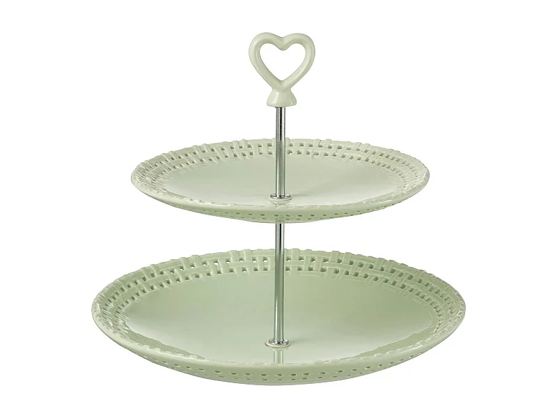 Serviteur 2 Étages en Céramique "Vercer" 25cm Vert