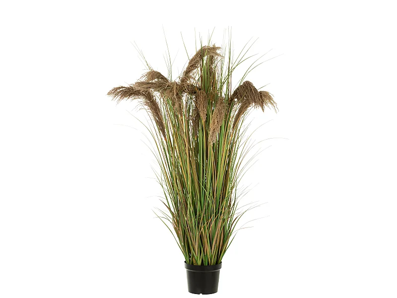 Herbe de Pampas Artificielle en Pot "13 Têtes" 180cm Vert & Beige